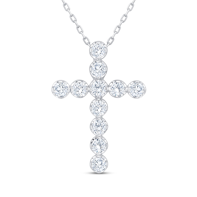 Main Image 1 of KAY Lab-Grown Diamonds Cross Necklace 1 ct tw 10K White Gold 18"