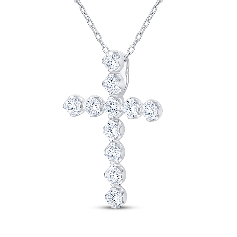 Main Image 2 of KAY Lab-Grown Diamonds Cross Necklace 1 ct tw 10K White Gold 18"
