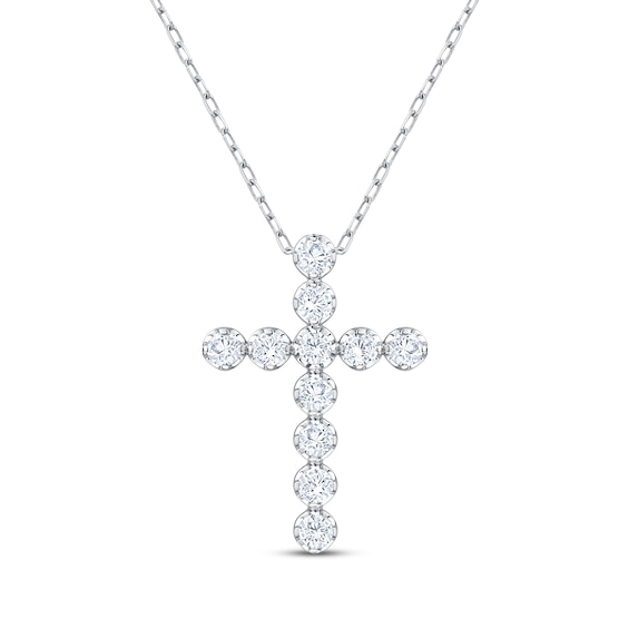 Kay Signature Collection Lab-Grown Diamond Cross Necklace 1/2 ct tw 10K White Gold 18"