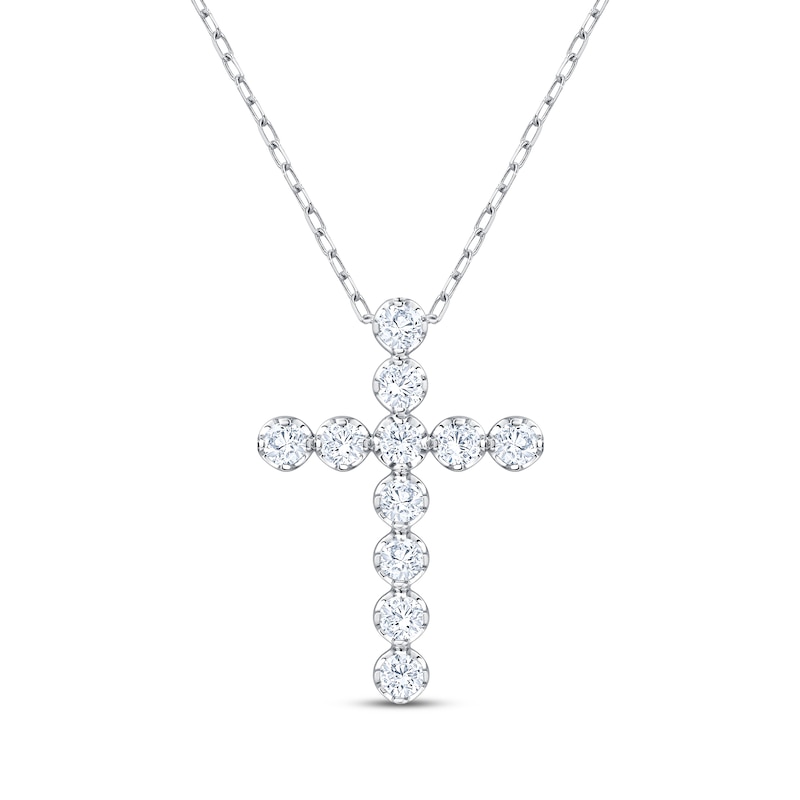 Main Image 1 of Kay Signature Collection Lab-Grown Diamond Cross Necklace 1/2 ct tw 10K White Gold 18"