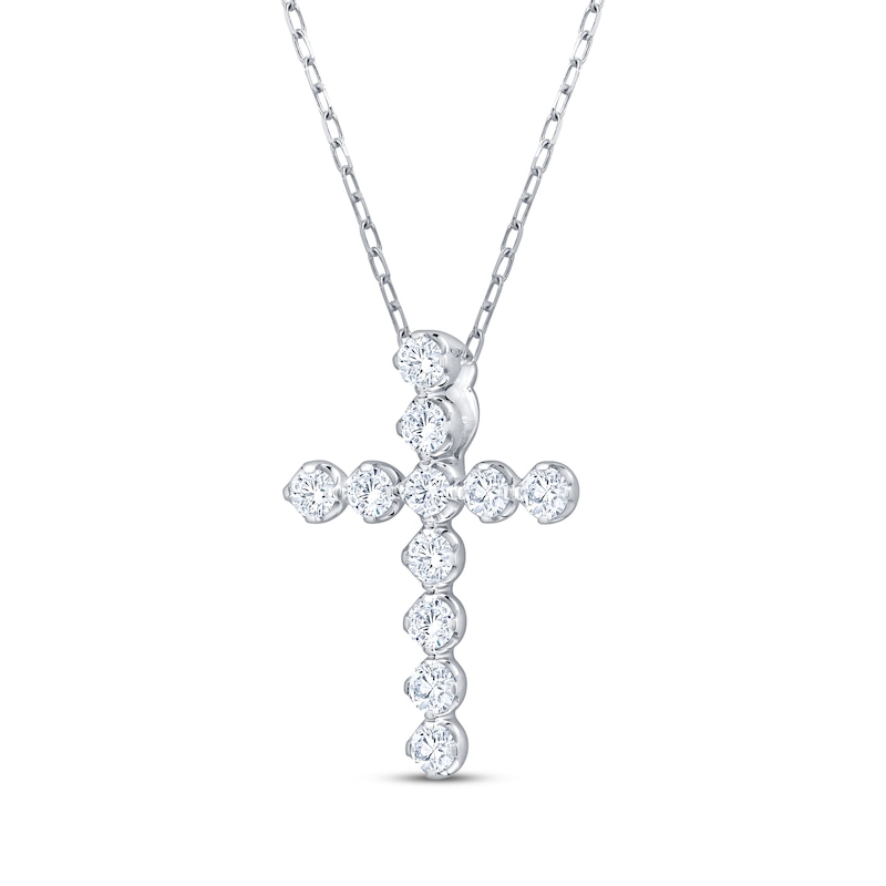 Main Image 2 of Kay Signature Collection Lab-Grown Diamond Cross Necklace 1/2 ct tw 10K White Gold 18"