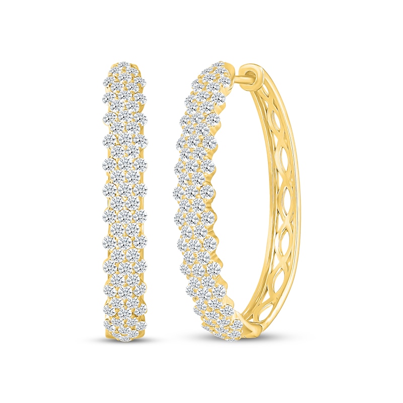 Main Image 1 of KAY Lab-Grown Diamonds Hoop Earrings 2 ct tw 10K Yellow Gold