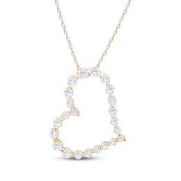 KAY Lab-Grown Diamonds Graduated Tilted Heart Necklace 1 ct tw 10K Yellow Gold 18"