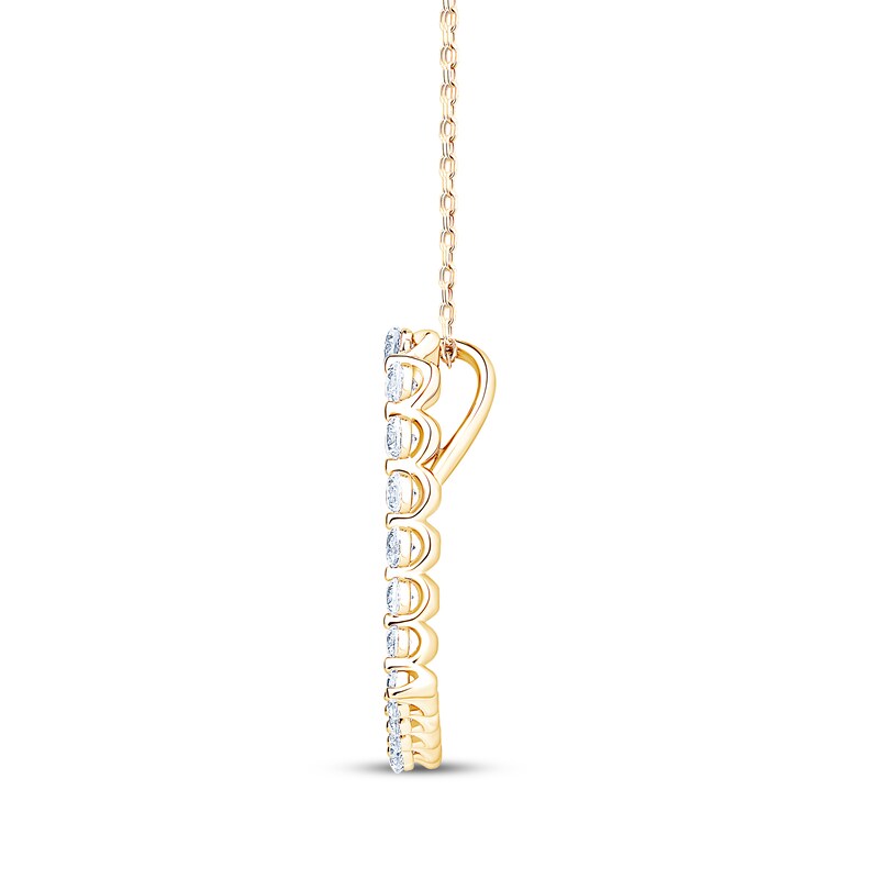 Main Image 2 of KAY Lab-Grown Diamonds Graduated Tilted Heart Necklace 1 ct tw 10K Yellow Gold 18"