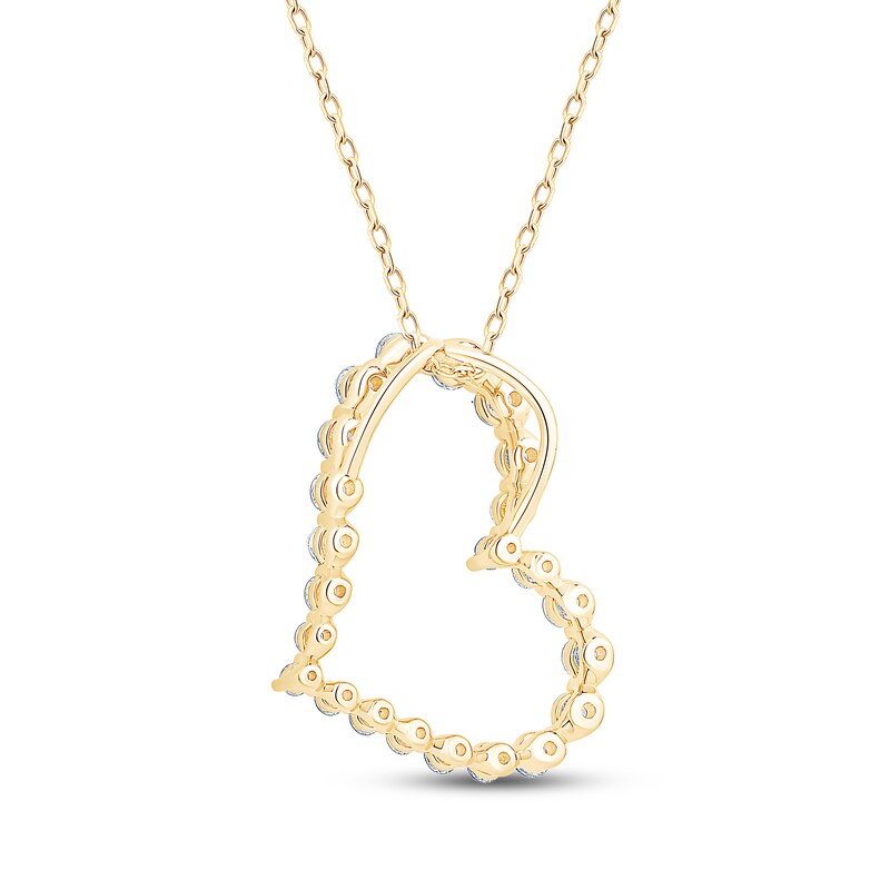 Main Image 3 of KAY Lab-Grown Diamonds Graduated Tilted Heart Necklace 1 ct tw 10K Yellow Gold 18"