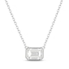 Thumbnail Image 1 of STUDIO BY KAY Emerald-Cut White Lab-Created Sapphire Bezel-Set Solitaire Necklace Sterling Silver 18"