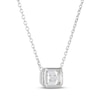 Thumbnail Image 2 of STUDIO BY KAY Emerald-Cut White Lab-Created Sapphire Bezel-Set Solitaire Necklace Sterling Silver 18"