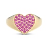 Thumbnail Image 3 of STUDIO BY KAY Pink Lab-Created Sapphire Pavé Heart Ring 24K Yellow Gold Vermeil Sterling Silver