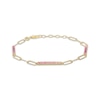 Thumbnail Image 2 of STUDIO BY KAY Pink Lab-Created Sapphire Ombré Bar & Paperclip Chain Bracelet 24K Yellow Gold Vermeil Sterling Silver 7.5"
