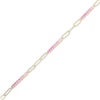 Thumbnail Image 3 of STUDIO BY KAY Pink Lab-Created Sapphire Ombré Bar & Paperclip Chain Bracelet 24K Yellow Gold Vermeil Sterling Silver 7.5"