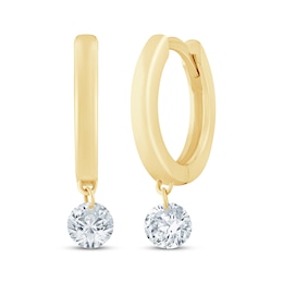 KAY Lab-Grown Diamonds Hoop Dangle Solitaire Earrings 1/3 ct tw 10K Yellow Gold (F/VS2)