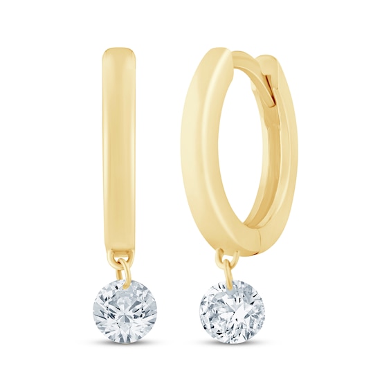 KAY Lab-Grown Diamonds Hoop Dangle Solitaire Earrings 1/3 ct tw 10K Yellow Gold (F/VS2)