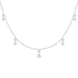 KAY Lab-Grown Diamonds Double Dangle Station Necklace 7/8 ct tw 10K White Gold 18"