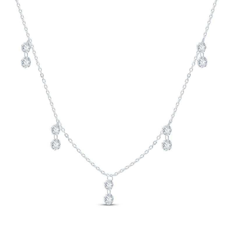 Main Image 2 of KAY Lab-Grown Diamonds Double Dangle Station Necklace 7/8 ct tw 10K White Gold 18"