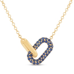 STUDIO BY KAY Blue Lab-Created Sapphire Link Necklace 24K Yellow Gold Vermeil Sterling Silver 18"