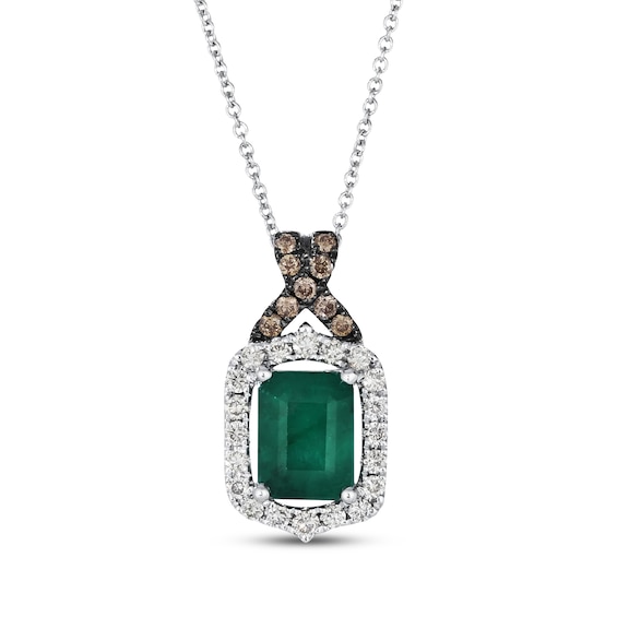 Le Vian Emerald-Cut Emerald Necklace 1/3 ct tw Diamonds 14K Vanilla Gold 20"