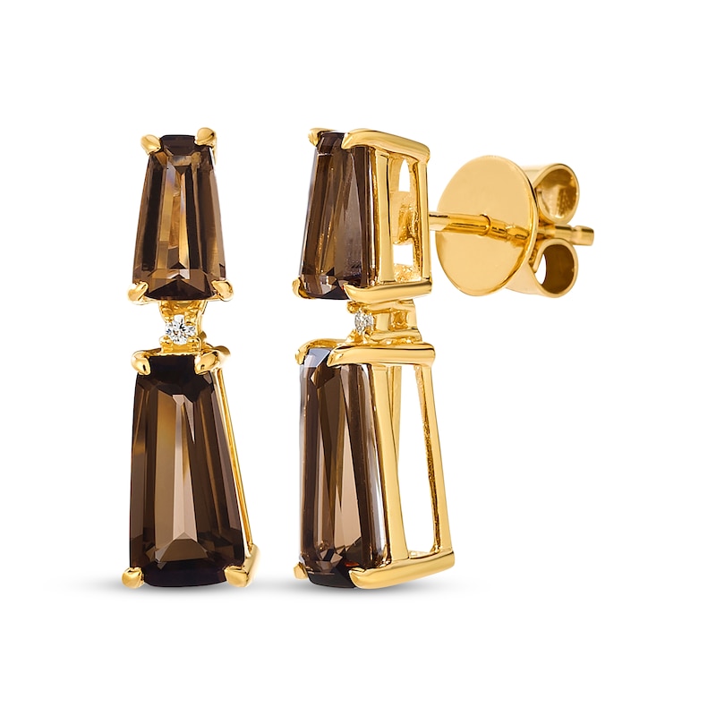 Main Image 1 of Le Vian Baguette-Cut Chocolate Quartz Ombré Drop Earrings 14K Honey Gold