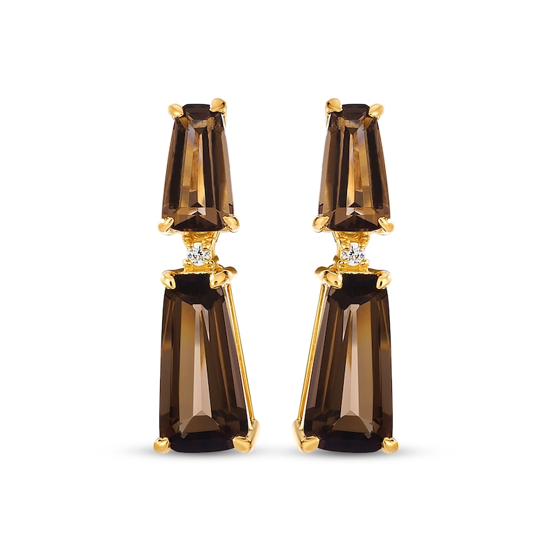 Main Image 2 of Le Vian Baguette-Cut Chocolate Quartz Ombré Drop Earrings 14K Honey Gold