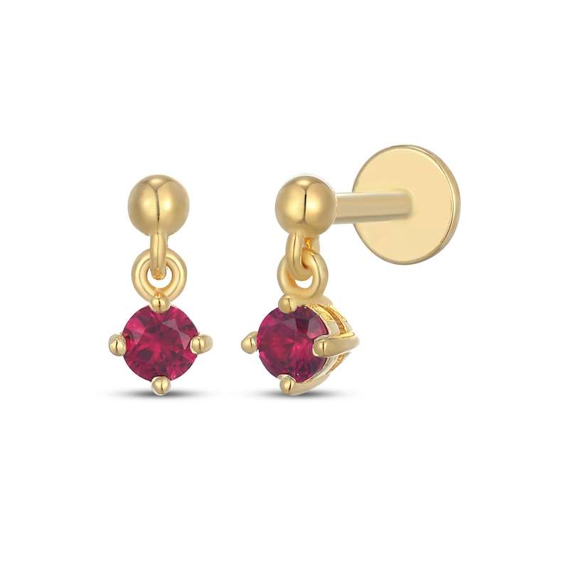 Main Image 1 of STUDIO BY KAY Lab-Created Ruby Solitaire Dangle Earrings 24K Yellow Gold Vermeil Sterling Silver