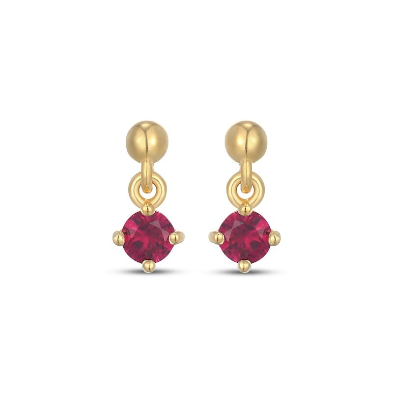 Main Image 2 of STUDIO BY KAY Lab-Created Ruby Solitaire Dangle Earrings 24K Yellow Gold Vermeil Sterling Silver