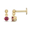 Thumbnail Image 3 of STUDIO BY KAY Lab-Created Ruby Solitaire Dangle Earrings 24K Yellow Gold Vermeil Sterling Silver