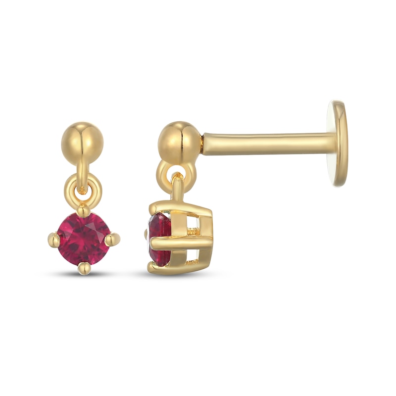 Main Image 3 of STUDIO BY KAY Lab-Created Ruby Solitaire Dangle Earrings 24K Yellow Gold Vermeil Sterling Silver