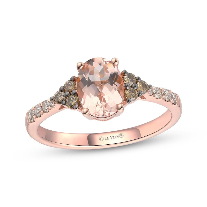 Main Image 1 of Le Vian Oval-Cut Morganite Ring 1/4 ct tw Diamonds 14K Strawberry Gold