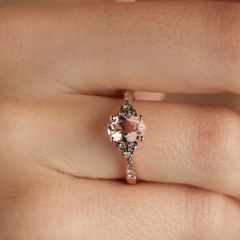 Main Image 2 of Le Vian Oval-Cut Morganite Ring 1/4 ct tw Diamonds 14K Strawberry Gold