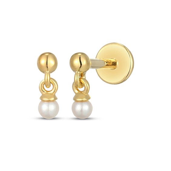 STUDIO BY KAY Cultured Pearl Solitaire Dangle Earrings 24K Yellow Gold Vermeil Sterling Silver