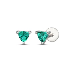 STUDIO BY KAY Trillion-Cut Lab-Created Emerald Solitaire Stud Earrings Sterling Silver