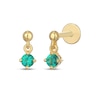 Thumbnail Image 1 of STUDIO BY KAY Lab-Created Emerald Solitaire Dangle Earrings 24K Yellow Gold Vermeil Sterling Silver