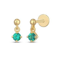 STUDIO BY KAY Lab-Created Emerald Solitaire Dangle Earrings 24K Yellow Gold Vermeil Sterling Silver