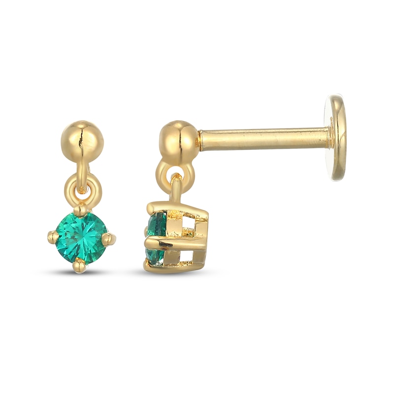 Main Image 3 of STUDIO BY KAY Lab-Created Emerald Solitaire Dangle Earrings 24K Yellow Gold Vermeil Sterling Silver