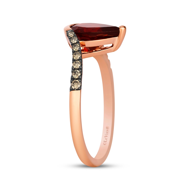 Main Image 2 of Le Vian Pear-Shaped Garnet Ring 1/6 ct tw Diamonds 14K Strawberry Gold