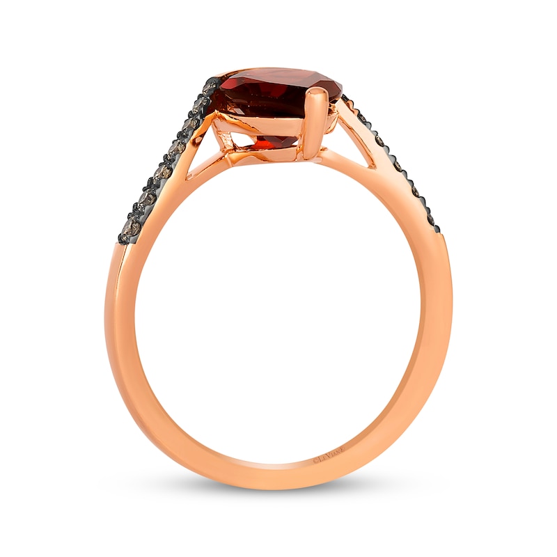 Main Image 3 of Le Vian Pear-Shaped Garnet Ring 1/6 ct tw Diamonds 14K Strawberry Gold