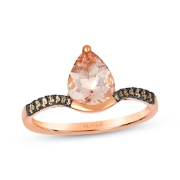 Le Vian Pear-Shaped Morganite Ring 1/6 ct tw Diamonds 14K Strawberry Gold