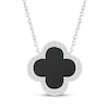 Thumbnail Image 1 of Black Onyx & White Lab-Created Sapphire Clover Necklace Sterling Silver 18"