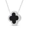 Thumbnail Image 2 of Black Onyx & White Lab-Created Sapphire Clover Necklace Sterling Silver 18"
