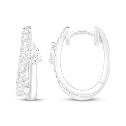 KAY Lab-Grown Diamonds Pear-Shaped & Round-Cut Bypass Hoop Earrings 1/2 ct tw 10K White Gold