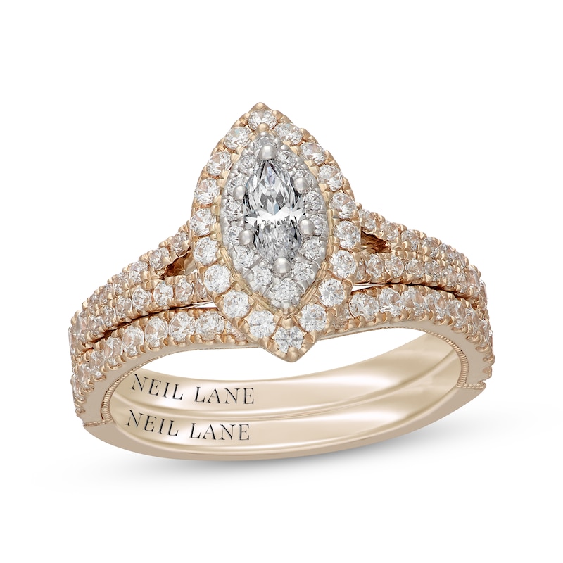Main Image 1 of Neil Lane Marquise-Cut Diamond Halo Bridal Set 1 ct tw 14K Two-Tone Gold