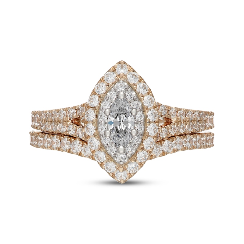 Main Image 3 of Neil Lane Marquise-Cut Diamond Halo Bridal Set 1 ct tw 14K Two-Tone Gold