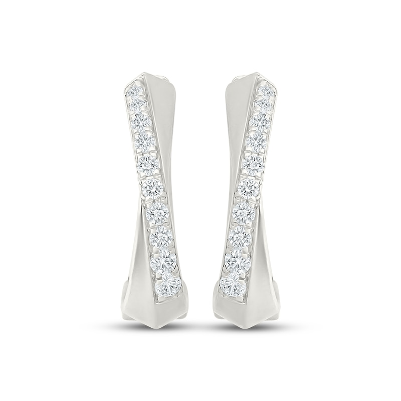Main Image 2 of KAY Lab-Grown Diamonds Crossover Hoop Earrings 1/3 ct tw Sterling Silver