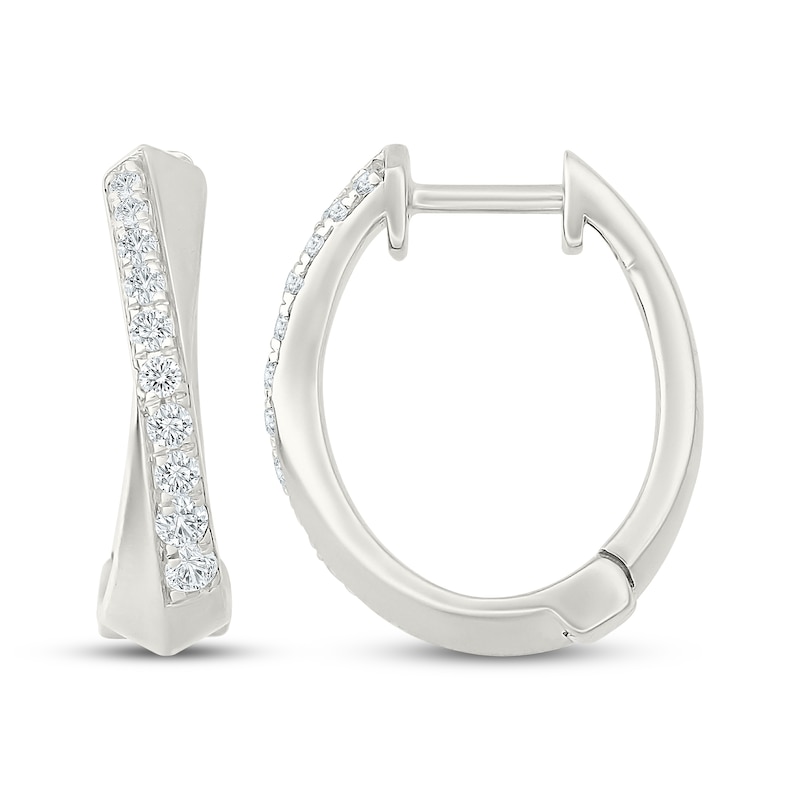 Main Image 3 of KAY Lab-Grown Diamonds Crossover Hoop Earrings 1/3 ct tw Sterling Silver
