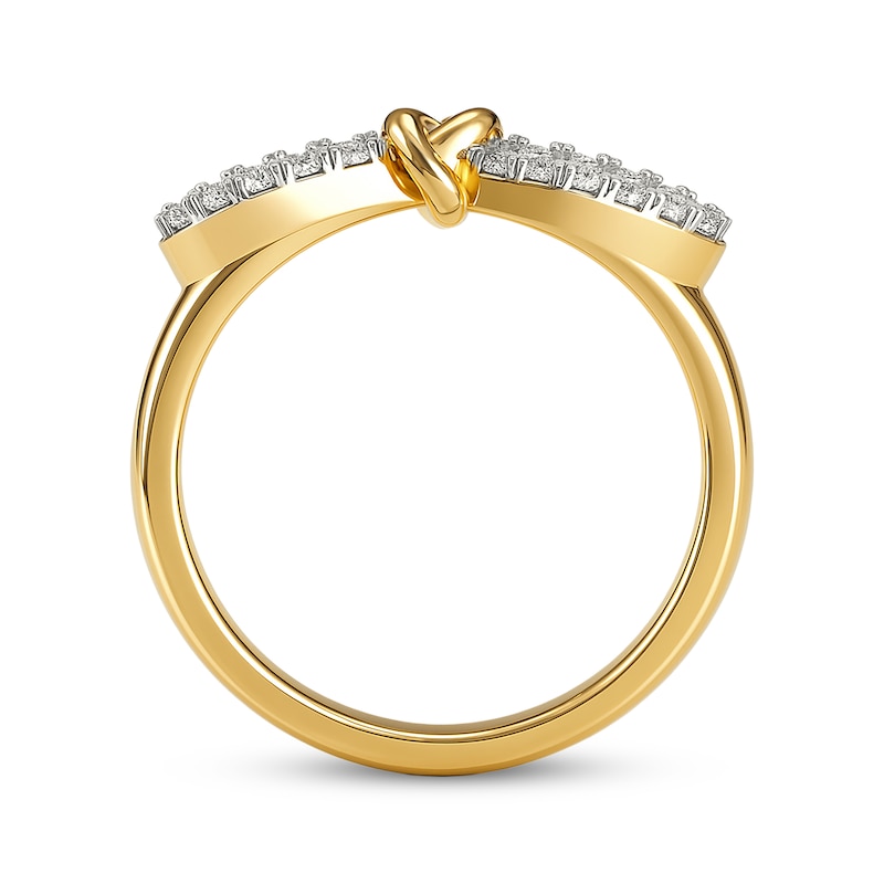 Main Image 3 of Diamond Bow Fashion Ring 1/4 ct tw 10K Yellow Gold