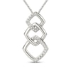 Thumbnail Image 1 of Cushion-Shaped Triple Link Drop Necklace 1/20 ct tw Sterling Silver 18"