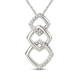 Cushion-Shaped Triple Link Drop Necklace 1/20 ct tw Sterling Silver 18"