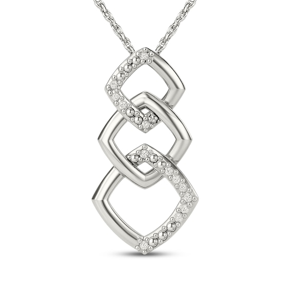 Cushion-Shaped Triple Link Drop Necklace 1/20 ct tw Sterling Silver 18"