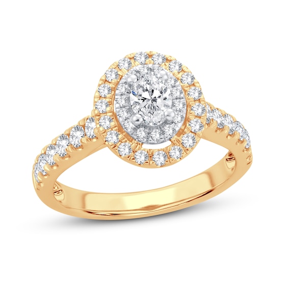 Now + Forever Diamond Engagement Ring 1 ct tw Oval & Round 14K Yellow Gold