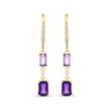 Thumbnail Image 2 of STUDIO BY KAY Emerald-Cut Amethyst & White Lab-Created Sapphire Drop Earrings 24K Yellow Gold Vermeil Sterling Silver