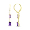 Thumbnail Image 3 of STUDIO BY KAY Emerald-Cut Amethyst & White Lab-Created Sapphire Drop Earrings 24K Yellow Gold Vermeil Sterling Silver